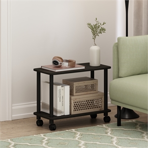 Furinno TURN-N-TUBE Rectangle End Table with Casters in Espresso