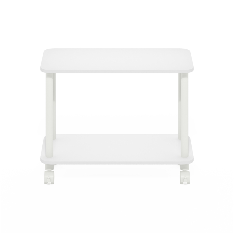 Furinno TURN-N-TUBE Rectangle End Table with Casters in White