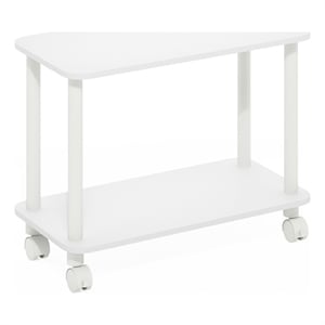 Furinno TURN-N-TUBE Rectangle End Table with Casters in White