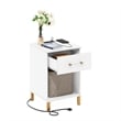 Furinno Tidur End Table with USB Type-C Charging Station in White