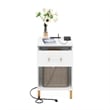 Furinno Tidur End Table with USB Type-C Charging Station in White