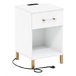Furinno Tidur End Table with USB Type-C Charging Station in White