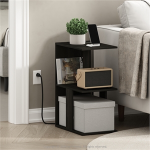 Furinno Boyate Sofa End Table with USB Type-C Charging Port in Espresso