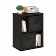 Furinno VIOLA Standing Storage Shelf with Two Bins in Dark Oak