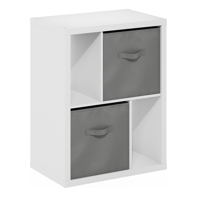 Furinno VIOLA Standing Storage Shelf with Two Bins in White