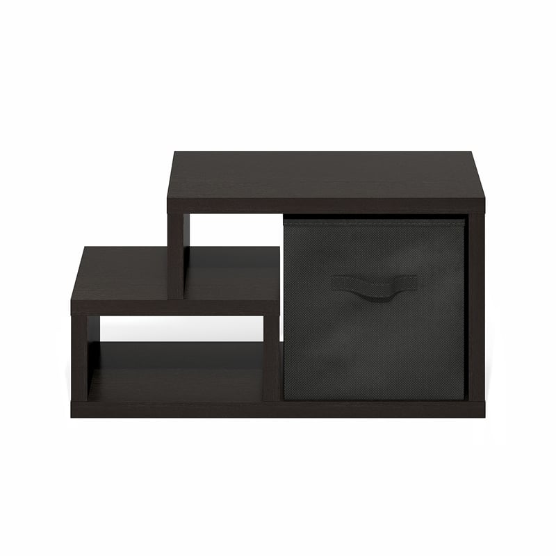 Furinno VIOLA Multipurpose Shelf with Bin in Dark Oak