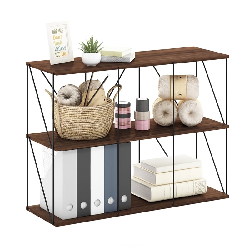 Furinno Rata 3 x 2 Flat Base Shelf Display Rack in Columbia Walnut