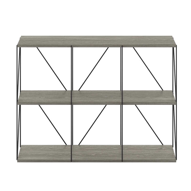 Furinno Rata 3 x 2 Flat Base Shelf Display Rack in French Oak Grey
