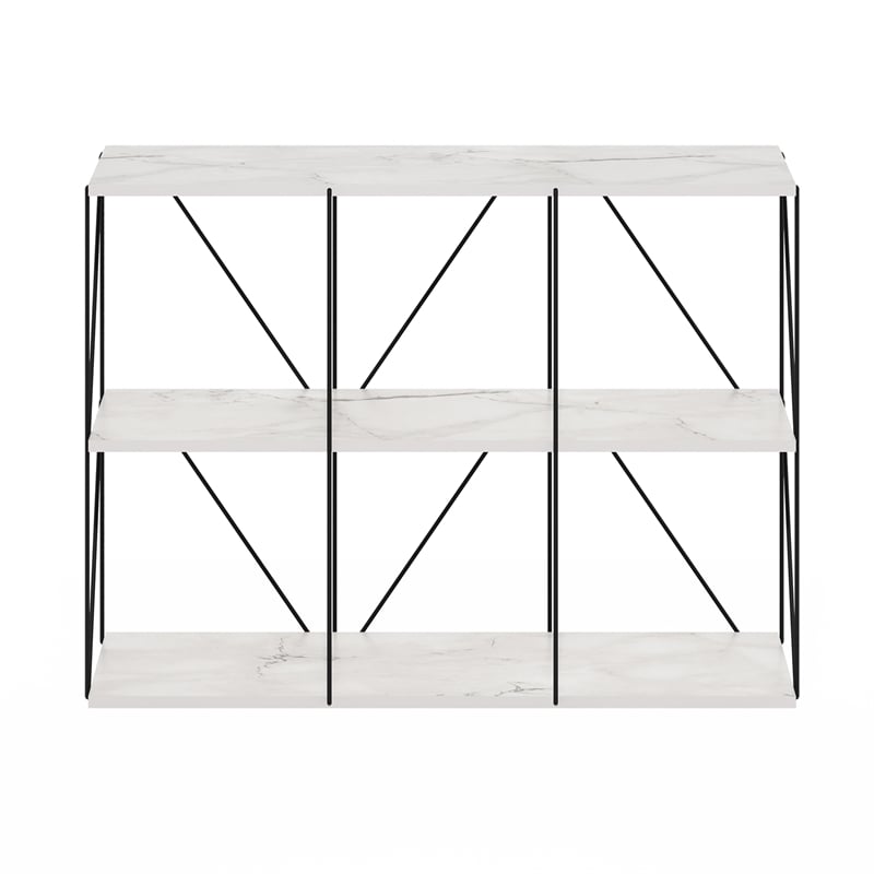 Furinno Rata 3 x 2 Flat Base Shelf Display Rack in Marble White