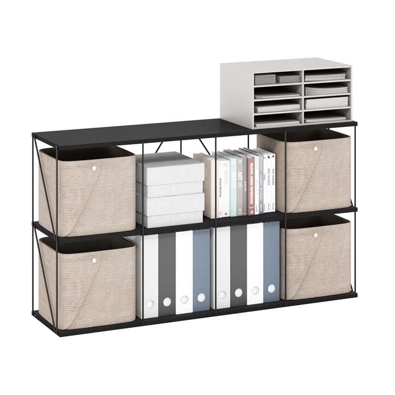 Furinno Rata 4 x 2 Flat Base Shelf Display Rack in Americano