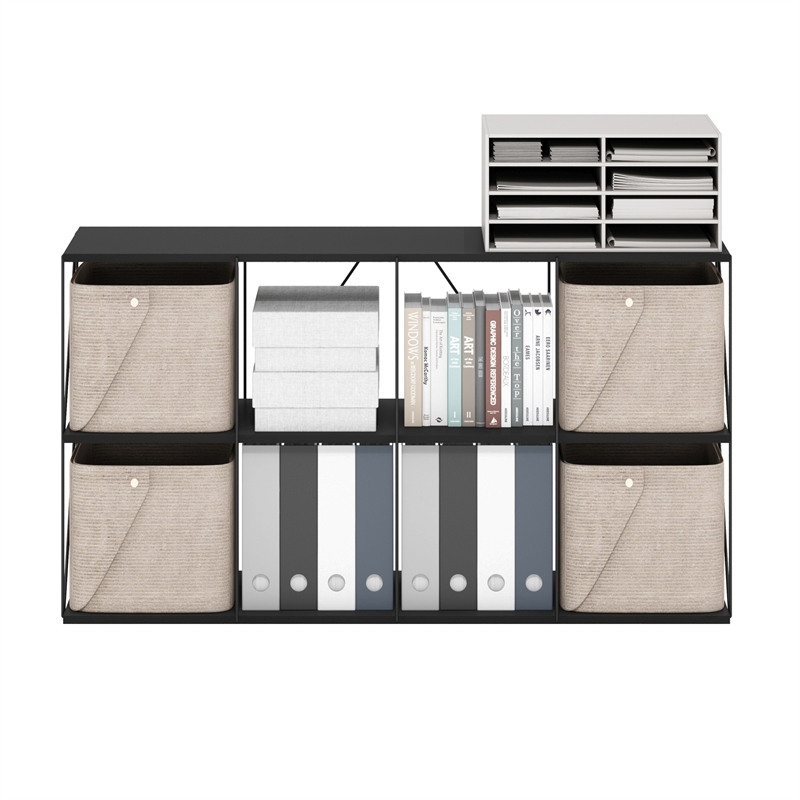 Furinno Rata 4 x 2 Flat Base Shelf Display Rack in Americano