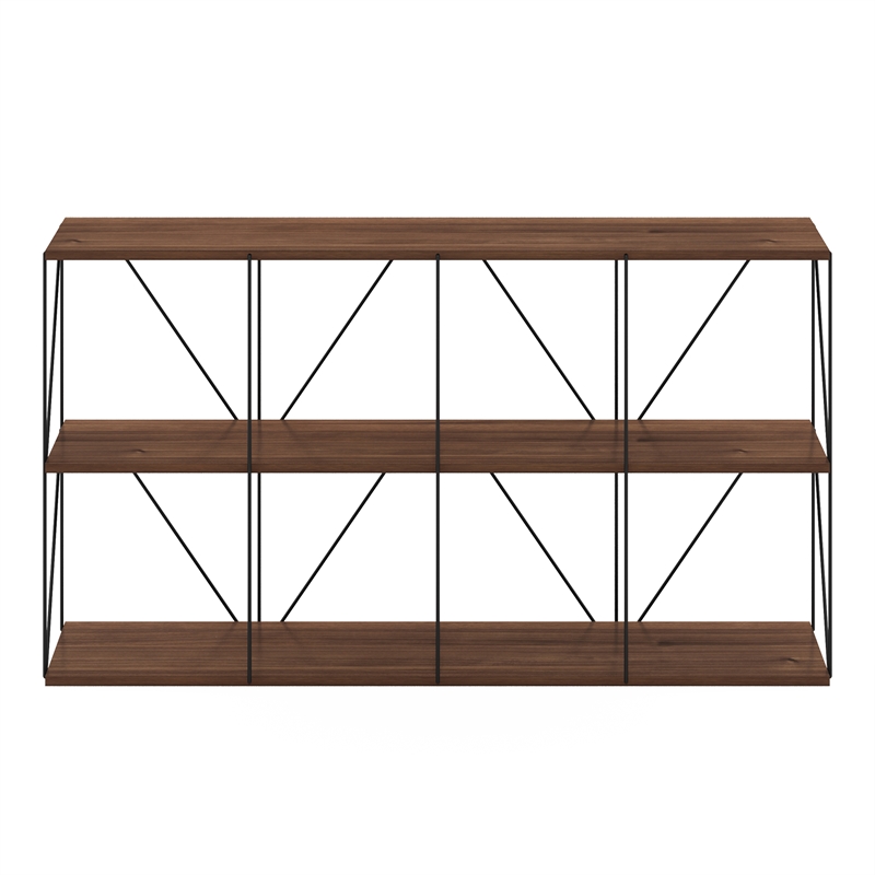 Furinno Rata 4 x 2 Flat Base Shelf Display Rack in Columbia Walnut