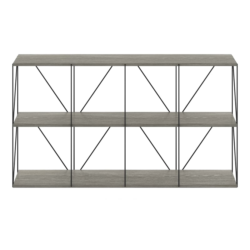 Furinno Rata 4 x 2 Flat Base Shelf Display Rack in French Oak Grey