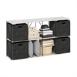 Furinno Rata 4 x 2 Flat Base Shelf Display Rack in Marble White