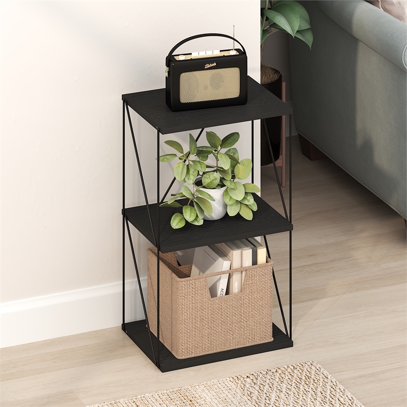 Furinno Rata 3-Tier Flat Base Shelf Display Rack in Americano