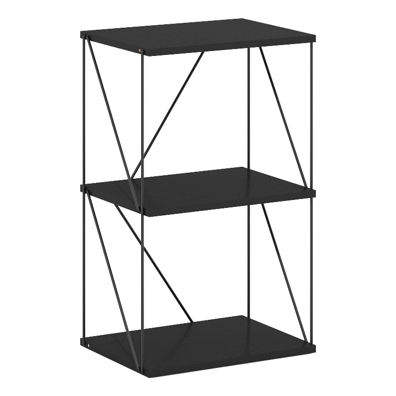 Furinno Rata 3-Tier Flat Base Shelf Display Rack in Americano