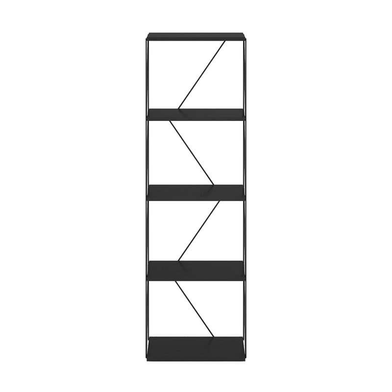 Furinno Rata 5-Tier Flat Base Shelf Display Rack Narrow in Americano