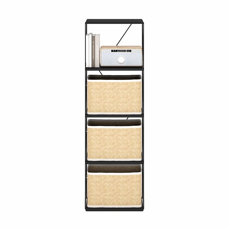 Furinno Rata 5-Tier Flat Base Shelf Display Rack Narrow in Americano