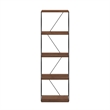 Furinno Rata 5-Tier Flat Base Shelf Display Rack Narrow in Columbia Walnut