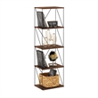 Furinno Rata 5-Tier Flat Base Shelf Display Rack Narrow in Columbia Walnut