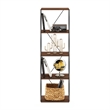 Furinno Rata 5-Tier Flat Base Shelf Display Rack Narrow in Columbia Walnut