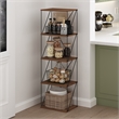 Furinno Rata 5-Tier Flat Base Shelf Display Rack Narrow in Columbia Walnut