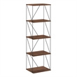 Furinno Rata 5-Tier Flat Base Shelf Display Rack Narrow in Columbia Walnut