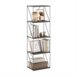 Furinno Rata 5-Tier Flat Base Shelf Display Rack Narrow in French Oak Grey