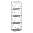 Furinno Rata 5-Tier Flat Base Shelf Display Rack Narrow in French Oak Grey