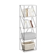 Furinno Rata 5-Tier Flat Base Shelf Display Rack Narrow in Marble White