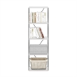 Furinno Rata 5-Tier Flat Base Shelf Display Rack Narrow in Marble White