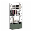 Furinno Rata 5-Tier Flat Base Shelf Display Rack Wide in Marble White