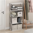 Furinno Rata 5-Tier Flat Base Shelf Display Rack Wide in Marble White