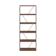 Furinno Rata 6-Tier Flat Base Shelf Display Rack Wide in Columbia Walnut