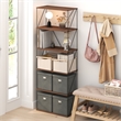 Furinno Rata 6-Tier Flat Base Shelf Display Rack Wide in Columbia Walnut