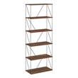 Furinno Rata 6-Tier Flat Base Shelf Display Rack Wide in Columbia Walnut