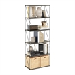 Furinno Rata 6-Tier Flat Base Shelf Display Rack Wide in French Oak Grey