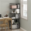 Furinno Rata 6-Tier Flat Base Shelf Display Rack Wide in French Oak Grey