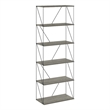 Furinno Rata 6-Tier Flat Base Shelf Display Rack Wide in French Oak Grey