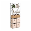 Furinno Rata 6-Tier Flat Base Shelf Display Rack Wide in Marble White