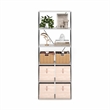Furinno Rata 6-Tier Flat Base Shelf Display Rack Wide in Marble White