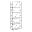 Furinno Rata 6-Tier Flat Base Shelf Display Rack Wide in Marble White
