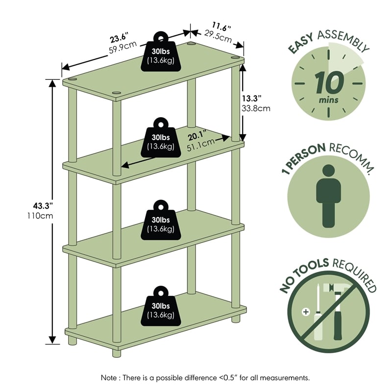 Furinno TURN-N-TUBE 4-Tier Shelf Display Rack in Blonde Maple