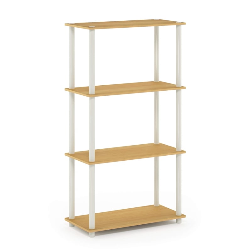 Furinno TURN-N-TUBE 4-Tier Shelf Display Rack in Blonde Maple
