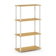 Furinno TURN-N-TUBE 4-Tier Shelf Display Rack in Blonde Maple