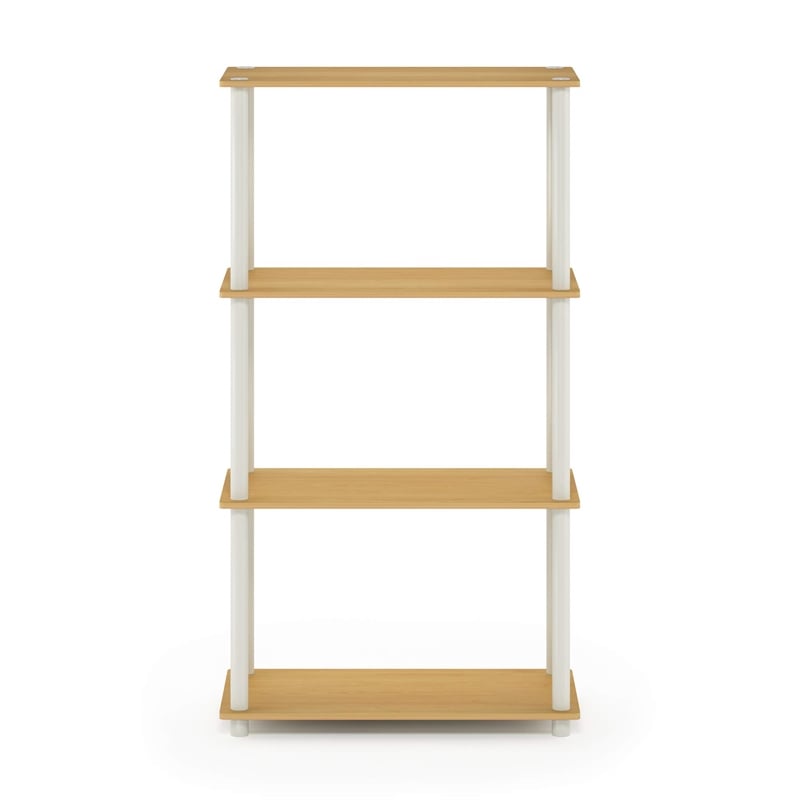 Furinno TURN-N-TUBE 4-Tier Shelf Display Rack in Blonde Maple