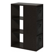 Furinno VIOLA 3-Tier Open Shelf Bookcase with Storage Bins in Dark Oak