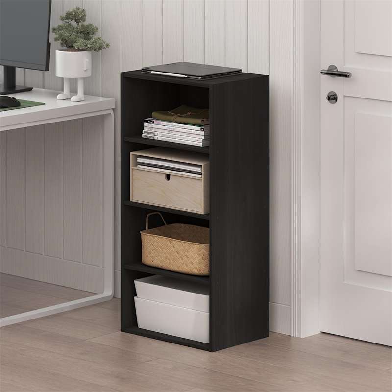 Furinno BASIC 4-Tier Open Shelf Bookcase 11 x 17 x 35inches in Espresso