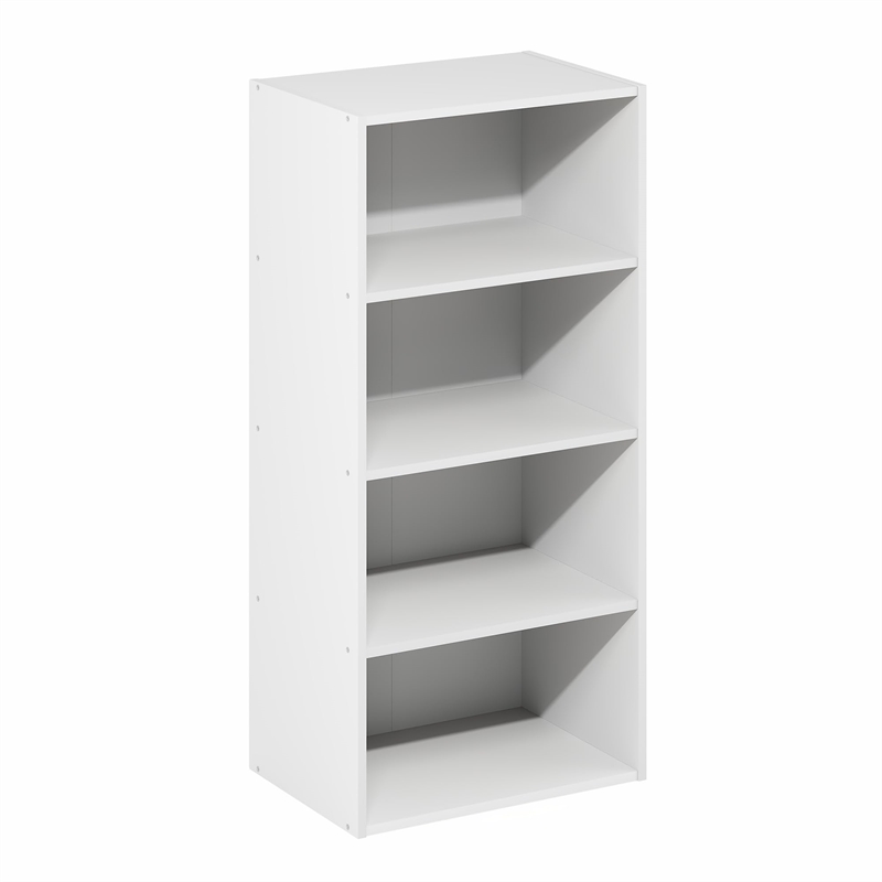 Furinno BASIC 4-Tier Open Shelf Bookcase 11 x 17 x 35inches in White