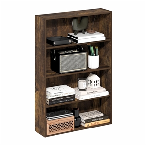 Furinno Basic 4-Tier Open Shelf Bookcase 6 x 24 x 35inches in Amber Pine